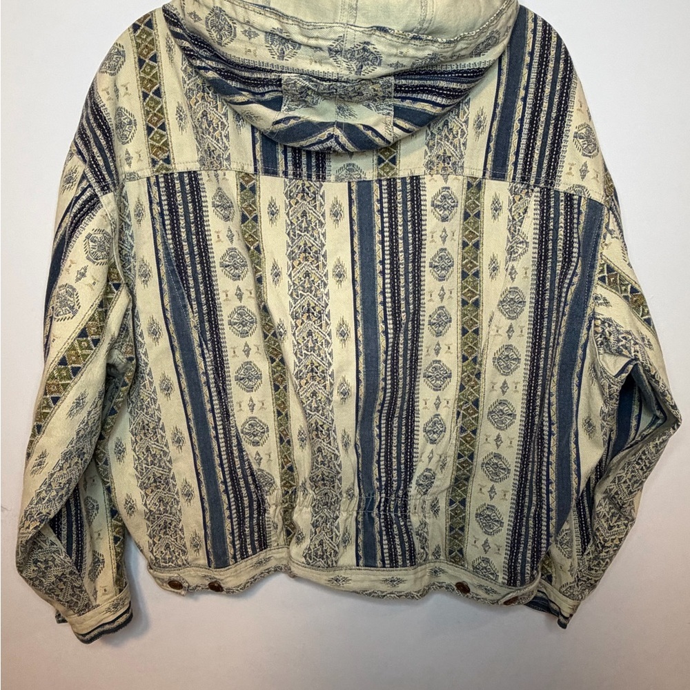 Vintage Tribal Pattern Hooded Cotton Jacket – Boho Southwestern Aztec Style - Picture 5 of 10